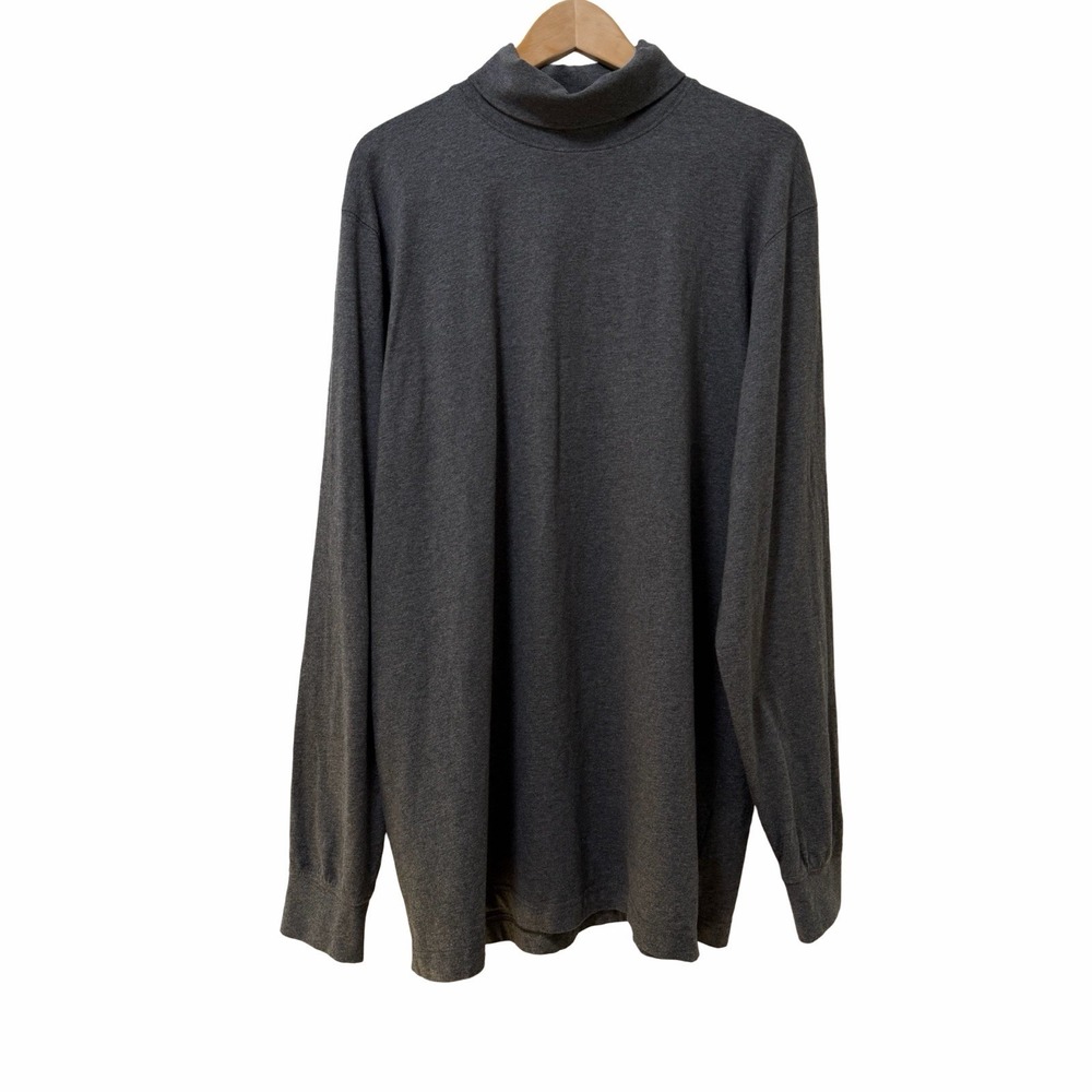 LL Bean‎ Carefree Unshrinkable Turtleneck Cotton Top Mens Size LT Gray Layers